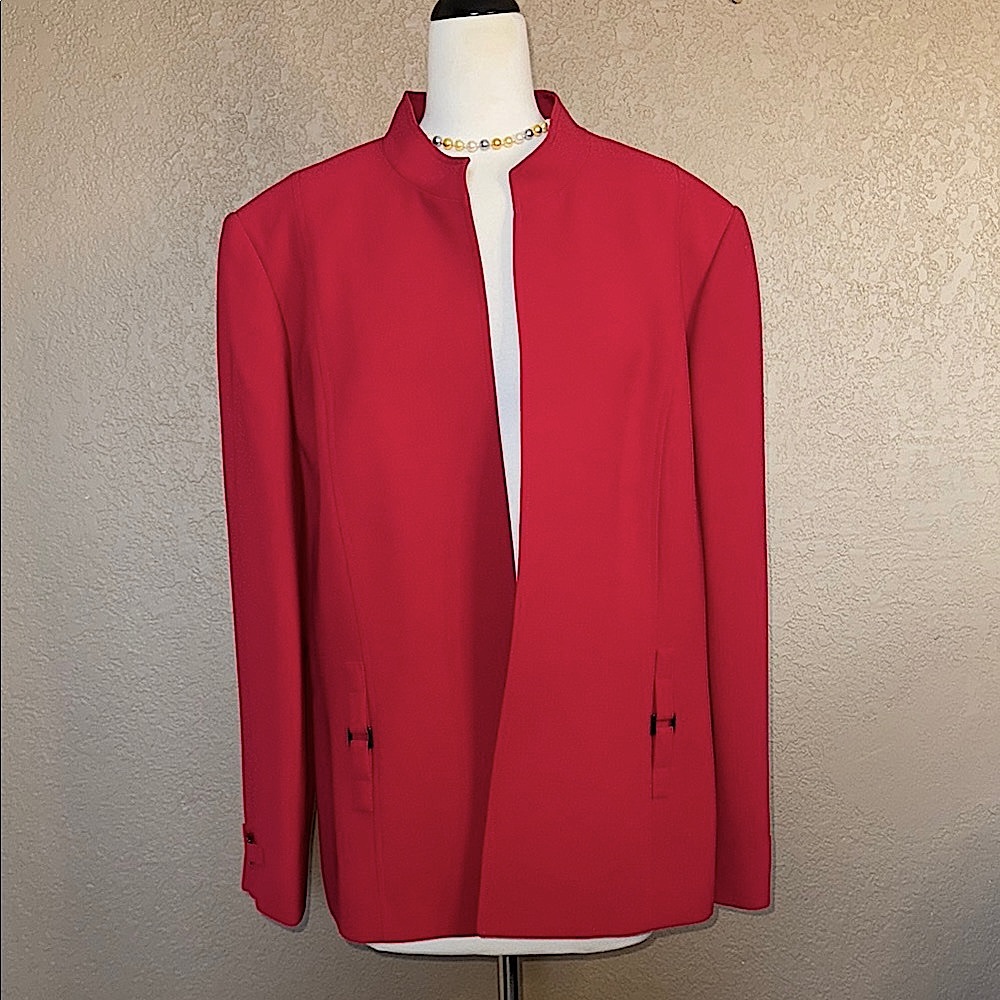Tamari Red Jacket with Mandarin Collar